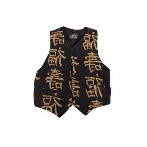 Vtg Y2K Cafe Styled in Italy Men's size Large Tapestry Oriental Grungecore Vest